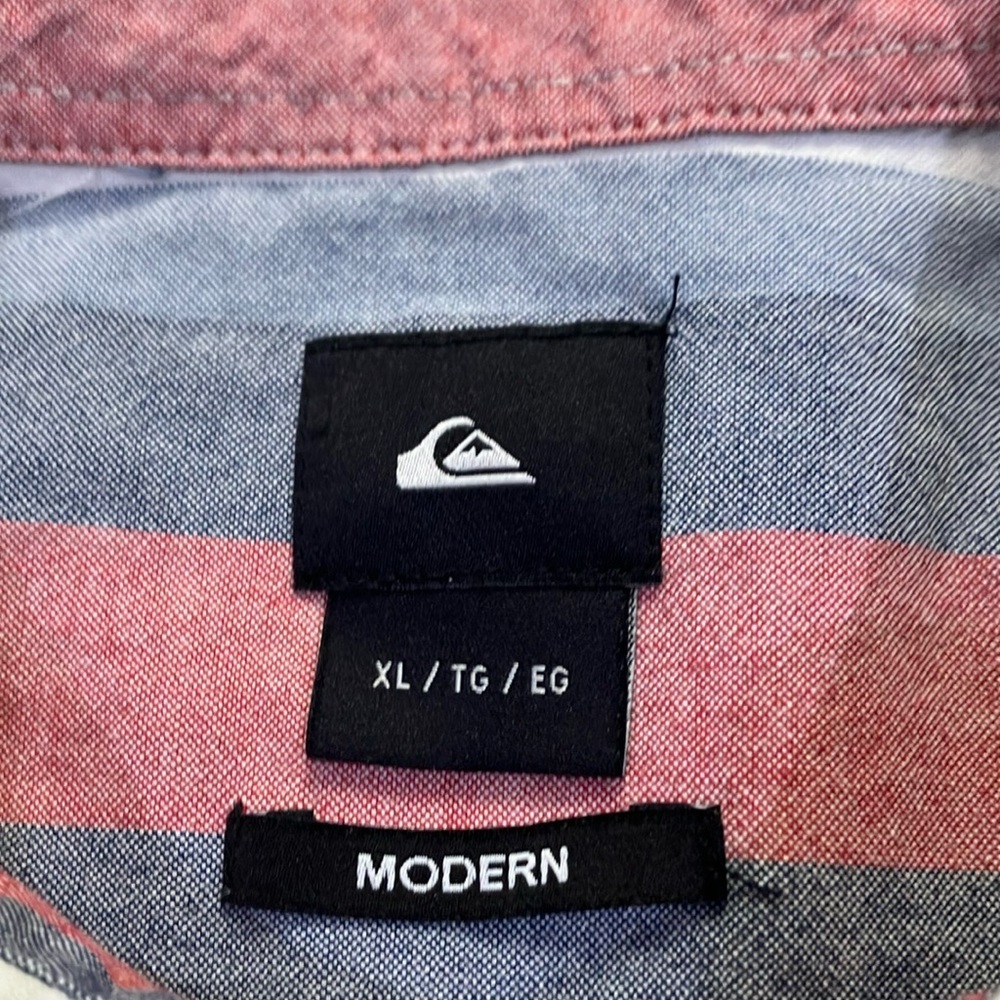 Quiksilver Striped Button Down Boys XL Modern Shirt - Blue and Red - Picture 4 of 5